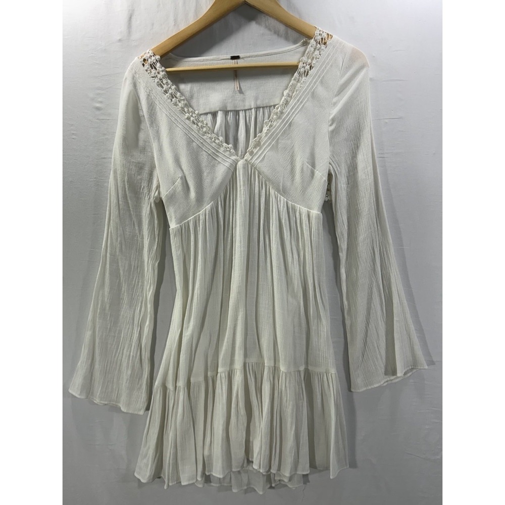 Free People Gental Dreamer Tunic Dress Women's Sm Lace Open Back Gauzy Boho - Picture 3 of 11